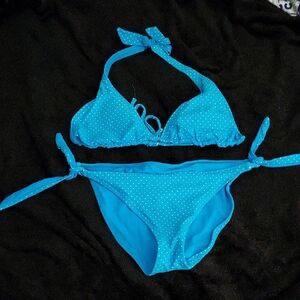 Malibu Blue Polka Dot Triangle Bikini